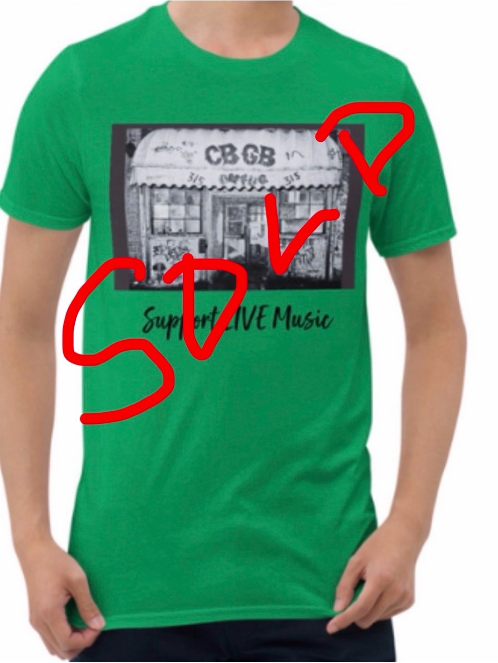SOLD ❌ CBGB 'Support Live Music' Graphic T-Shirt - Green. JRock Original.